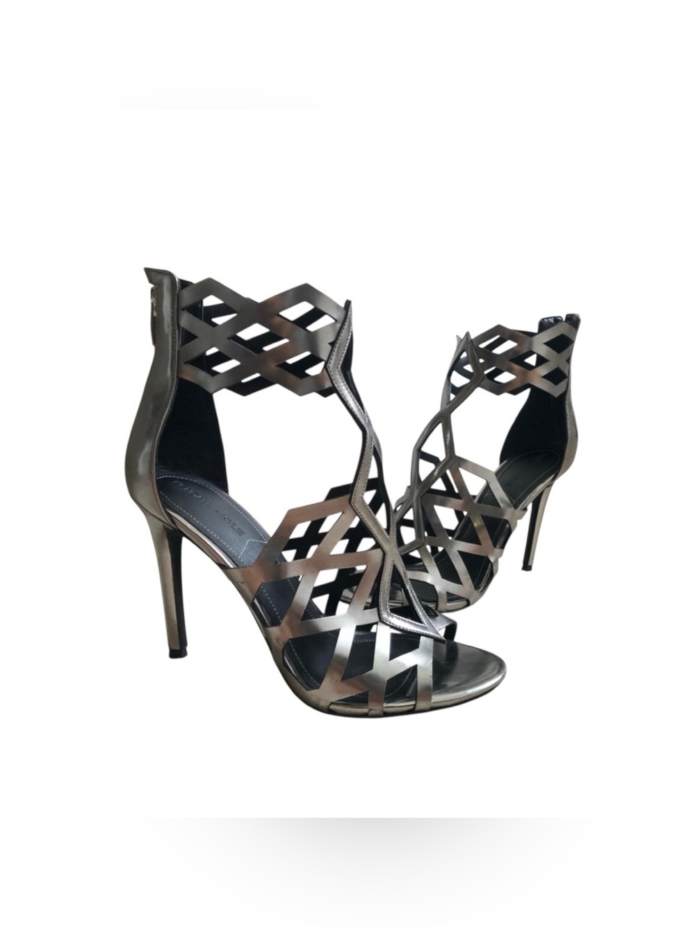 Kendall + Kylie Elena Caged Leather Cutout Stiletto Ankle Strap Heels Sz 6.5